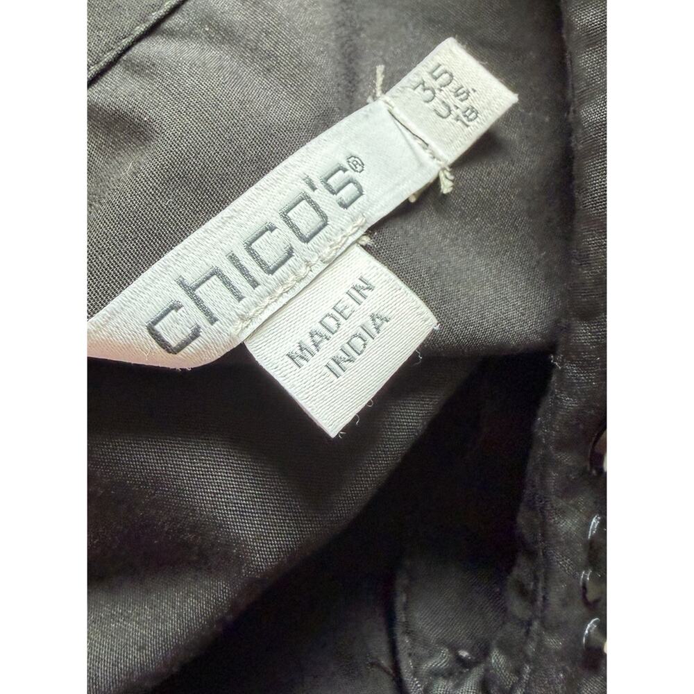 Chico’s Size 3.5 US 18 Tonal Jewels Poplin Shirt Black Embellished Collar Top - Picture 10 of 16